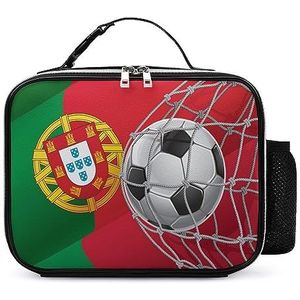 Portugal Vlag Voetbal Goa Lunch Tas Lunch Box Met Afneembare Handvat Geïsoleerde Maaltijd Prep Houder voor Picknick Reizen Kantoor