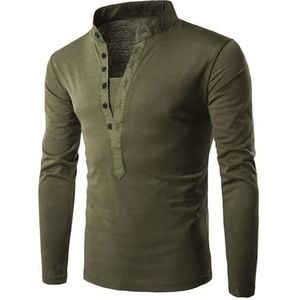 Mi Manchi Heren Linnen Shirts Lange Mouw Band Kraag Henley Shirt Tops Button Down Casual Losse Fit Shirt Tops Effen Kleur Casual Katoenen Shirt Lange Mouw Band Kraag Henley Shirt Tops, B-groen, L