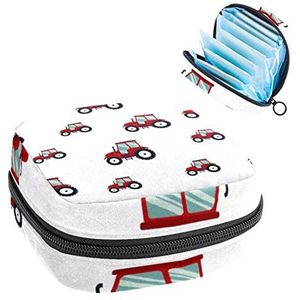 Maandverband Opbergtas, Periode Kit Bag voor School, Menstruatie Cup Pouch, Maandverband Pads Organizer Bag, Rode Tractor Farm Vehicle Car