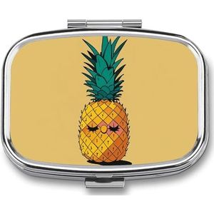 Psych Ananas Quotes Pillendoosje Pil Case Leuke Pil Organizer Pil Houder Geneeskunde Pil Organizer Pil Container Dagelijkse Pil Organizer Kleine Pillendoos Pil Case voor Portemonnee Pocket