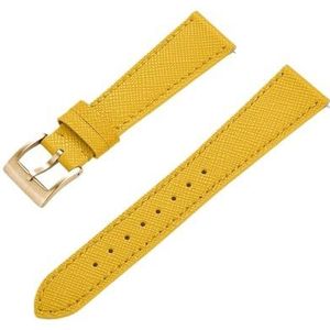 Jeniko Slanke Kalfsleer Lederen Horlogebanden Quick Release Saffiano Lederen Horlogeband 18mm 19mm 20mm 21mm 22mm 23mm 24mm (Color : Yellow Gold, Size : 18mm)