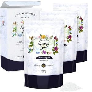 Nortembio Epsom-zout 100% Puur 3 x 180 g – Geconcentreerde Magnesiumbron | Met Hydraterende Vitamine C en E | Zonder Additieven, Natuurlijk Voor Uitwendig Gebruik + Gratis E-Book