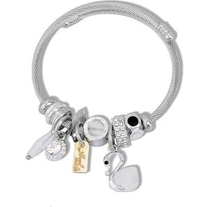 Chique Opaal Zwaan Roestvrij Staal Armbanden Sieraden Designer Brief Charms Draad Manchet Armbanden Voor Vrouwen Vintage Armband