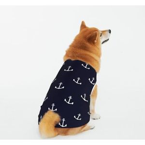 Zachte Ademende Katoenen Huisdier Kleding, Blauwe Achtergrond Anker Hond & Kat Kleding Voor Groot, Medium, Klein