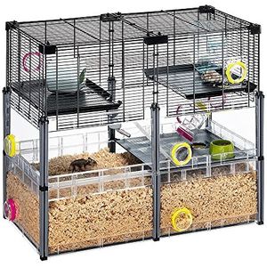 FERPLAST - Grote hamsterkooi - Muizenkooi & Hamsterhuis - Metaalgaas - met accessoires - Modulair - Multipla Hamster, 72,5 x 37,5 xh 62 CM