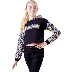 Pokemon Kids Hoodie voor Meisjes Tieners Zachte Bijgesneden Pikachu Pullover Sweatshirt Leeftijd 5-15 Meisjes Hoodies Officiële Merchandise Pokemon Geschenken voor Meisjes, Zwart, 14-15 jaar