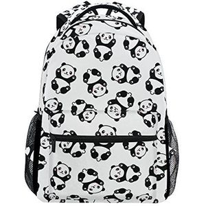 Jeansame Rugzak School Tas Laptop Reistassen voor Kids Jongens Meisjes Vrouwen Mannen Vintage Leuke Panda's Zwart Wit