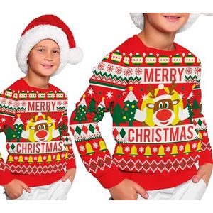 FIESTAS GUIRCA Kersttrui ""Merry Xmas"", meerkleurig (5-6 jaar), kindertrui voor feestjes en kerstfeesten, ideaal voor kinderen, perfect voor Kerstmis en Nieuwjaar, meerkleurig