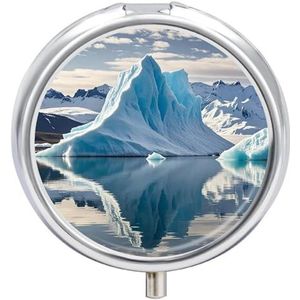 Blue Iceberg Pillendoos Waterdichte Draagbare Geneeskunde Pil Case Vochtbestendige Metalen Reizen Pillendoos met 3 Compartimenten Geneeskunde Case