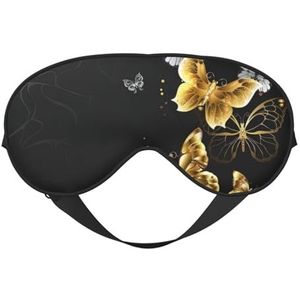 CRJSYCBYB Goud Wit Vlinders Zwart Gedrukt Zacht Oogmasker Slapen Oogmasker Reizend Oogmasker