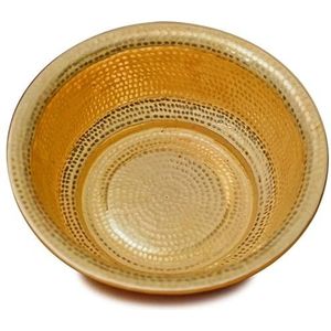 THUCHENYUC Handgemaakte Koperen Pedicurekom, Multifunctioneel Voetbad, Koperen Kom, Gehamerd en Versatiel, 15in, Geel