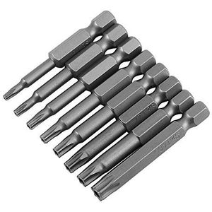 Sterkop schroevendraaier bitset 8-delig S2 gelegeerd staal 1/4 ""zeskantschacht magnetische T8 T10 T15 T20 T25 T27 T30 T40 2 inch lange veiligheid Torx ster schroevendraaierbits
