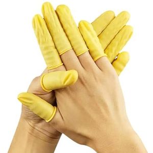 EUROPAPA® 200x Latex Vinger Kinderbedjes, bescherming van vingertoppen, antistatisch Algemene rubberen vingertop voor cosmetica, reiniging (geel, M)
