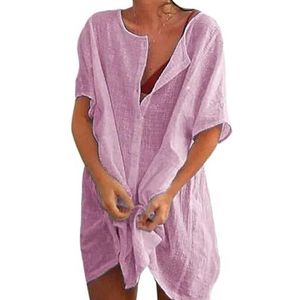 Cover Ups Voor Vrouwen Strandkleding Strandbedekking Jurk Badpak Cover Up Vrouwen Zomer Strandjurk Bikini Cover-up Strandkleding Zwemmen Smock T-shirt Badkleding Badpak Cover Ups Voor Vrouwen (Mauve,