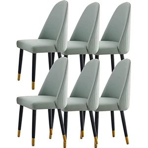 GEIRONV Eetkamerstoel set van 6, keukenstoel modern design microfiber lederen stoelen zacht gevoerde zitting for kantoor lounge eetkamer keuken slaapkamer Eetstoelen (Color : Light Green, Size : 92*