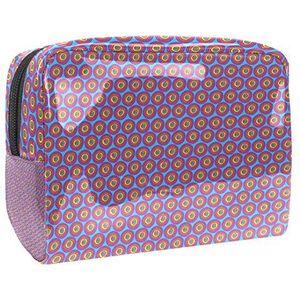 Draagbare make-up tas met rits reizen toilettas voor vrouwen handige opslag cosmetische zakje polka stippen paars