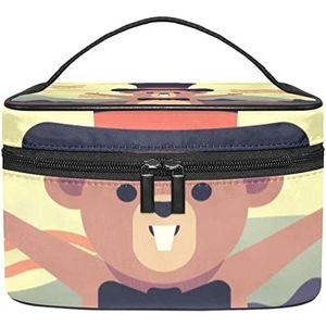 Make-up Organizer Bag, Reizen Make-up Tas Organizer Case Draagbare Cosmetische Tas voor Vrouwen en Meisjes Toiletries Happy Ground Hog Day, Meerkleurig, 22.5x15x13.8cm/8.9x5.9x5.4in