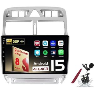 Android 15 Autoradio Sat Navi voor P-eugeot 307(2002-2013) 9 Inch Touchscreen Multimedia Speler met Draadloze Carplay GPS Navigatie FM RDS Bluetooth 5G-WiFi SWC DSP,M120s