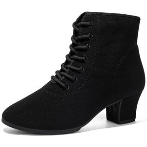 Hiuzylqx Veterschoenen voor dames, ballroom en latin, moderne salsa-lespraktijkdanslaarzen, comfortabel en lichtgewicht, keuze uit 2 zoolstijlen,Split outdoor rubber sole,34 EU