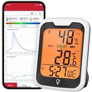 Backlight Bluetooth Contected APP Digit Weerstation Indoor Thermometer Hygrometer For Thuis Met Klok En Dag