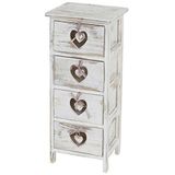 Ladekast - Shabby Look - Paulowniahout - 4 Lades - 70x29x25 cm