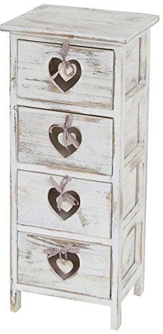 Ladekast - Shabby Look - Paulowniahout - 4 Lades - 70x29x25 cm