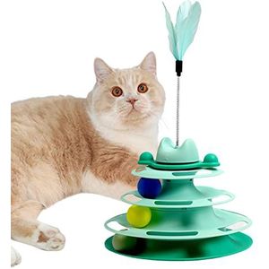 Renywosi Speelgoed voor katten – interactieve bal voor katten met afneembare ballen en veren, Fun Circle Track met beweegbare ballen
