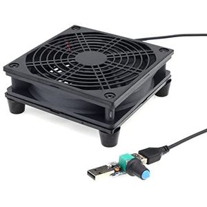 Routerfan DIY PC Koeler TV Doos draadloos koeling stil stil DC 5V USB Power 120mm ventilator 120x25mm 1 1 2 cm w/Schroeven beschermend net (Blade Color : Cooler controller)