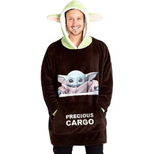 Disney Mandalorian Heren Hoodies Fleece Oversized Deken Hoodie Baby Yoda (Bruin/Groen)