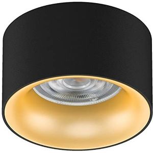 Maclean MCE457 Plafondinbouwlamp met GU5.3 MR16 Fitting voor LED- en Halogeenlampen tot 35 W 70 x 40 mm Inbouwspot Aluminium Rond (1 Stuk zonder Lamp, Zwart/Gouden Reflector) (1 stuk zonder lampen)