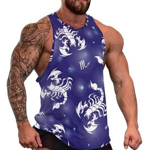 Gestileerde witte Scorpions And Stars heren tanktop grafische mouwloze bodybuilding T-shirts casual strand T-shirt grappige sportschool spier