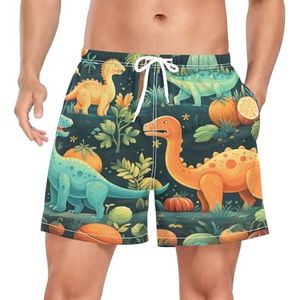 Retro Baby Dinosaurus Dierlijke Mannen Zwembroek Shorts Sneldrogend met Zakken, Leuke mode, S
