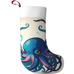 RRSZCC Blauw En Paars Octopus Print Kerst Kousen Xmas Kousen Manchet Kousen Voor Trappen Open Haard Opknoping Xmas Home Decor