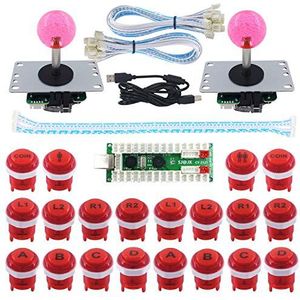 SJ@JX 2 Speler LED Arcade Game DIY Kit Mechanische Toetsenbord Schakelaar PC MAME Raspberry Pi LED Knop Vechten Joystick Controller Nul vertraging USB Encoder Retropie