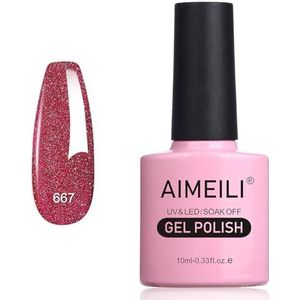 AIMEILI Semi-Permanente Gel Nagellak Soak Off UV LED Glitter Klassieke Herfst & Winter Kleur Nagellak 10ML 667