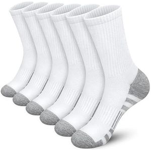 YIJIANUO 6 paar comfortabele zachte outdoor gymsokken voor heren, grote maat, gripvaste voetbalsokken, 6 paar witte strepen, Eén maat