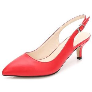 Veelzijdige pumps met puntige teen voor dagelijks gebruik. Elegante polyurethaan schoenen met hoge hakken in rood, zwart en abrikoos., rood, 41 EU