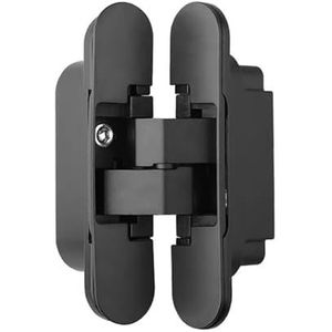 Deurscharnieren Verborgen scharnieren, roestvrij staal, onzichtbare lus, kruisdeurscharnieren, meubelbenodigdheden, raamaccessoires, verborgen scharnieren (zilver)(Black)