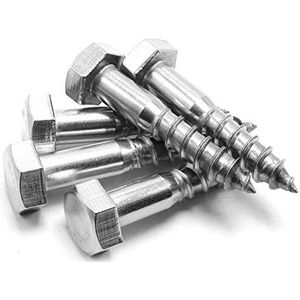 Zeskantkop hout rvs busschroef, Bout van roestvrij staal, bout van koolstofstaal, draadeinden M6 M8 zeskant(M6x40 6pcs)