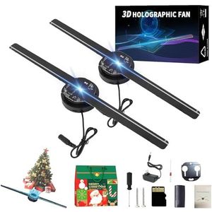 My Holo Screen Hologram Fan, 3D LED Projector (Kerstboom), 16,5"" HD, Wi-Fi & APP, voor winkel, bar, Kerstmis(2pcs)