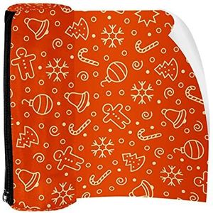 Potlood Case Pen Tas Houder met Rits Coin Organizer Tassen Make-up Cosmetische Pouch voor Vrouwen Tiener Meisjes Jongens Kinderen, Oranje Kerst Elementen Patroon