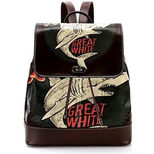 Retro haai zee gepersonaliseerde schooltassen boekentassen voor tiener, Meerkleurig, 27x12.3x32cm, Rugzak Rugzakken