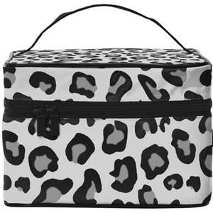 Zwart en wit luipaardprint, make-up tas cosmetische tas draagbare reizen toilettas etui toilettas toilettas, zoals afgebeeld, Eén maat