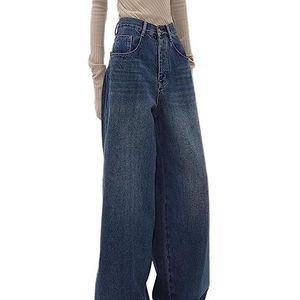 WEITING Amerikaanse Vintage Hoge Taille Oversized Jeans Broek Voor Vrouwen Casual Y2K Wijde Pijpen Grunge Streetwear Blauw Denim Broek