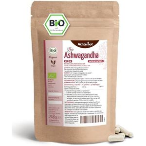 Ashwagandha capsules Bio 400 stuks | navulverpakking | fijngemalen Ashwagandha poeder in capsule vorm | gecertificeerde biologische kwaliteit | belangrijke rol in Ayurveda | vom Achterhof