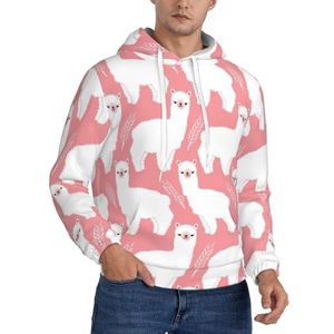 TTIGLHOH Alpaca lama winter hoodies voor mannen fleece gevoerd sherpa pullover kangoeroe zak comfortabele pasvorm, winter sweatshirt, Zwart, M