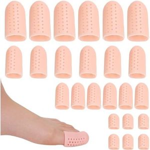 Bangbobi Big Toe Caps - 24 stuks ademende siliconen teenbeschermers, 4 maten, pijnverlichting bij blaren, likdoorns, ingegroeide teennagels en drukvermindering