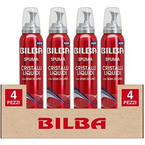 4 x Bilba vloeibare kristallen met lijnzaad, extra sterke grip, volume en definieert het haar, 4 flessen van 200 ml
