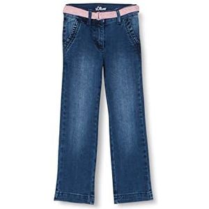 s.Oliver Junior Mit Glitzergürtel voor meisjes, jeans met glitterriem, rechte pijpen, Blauw, 110