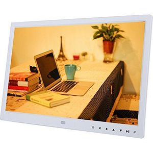 VBESTLIFE 15 inch digitale fotolijst, USB 2.0, 1280 x 800 HD touchscreen, digitale fotolijst met wekker/kalender, filmspeler, voor familie en vrienden. (wit)